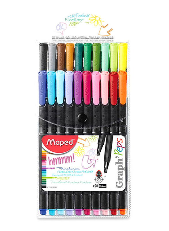 

Maped Graph' Peps Fineliner Color Pen Set, 0.4mm, 20 Pieces, Multicolour