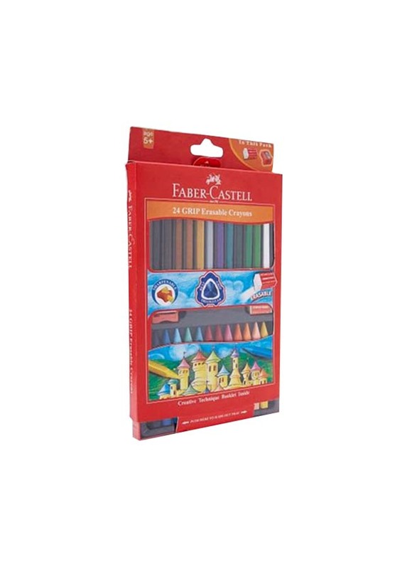 

Faber-Castell Grip Erasable Crayon with Sharpener and Eraser Set, 24-Piece, Multicolour