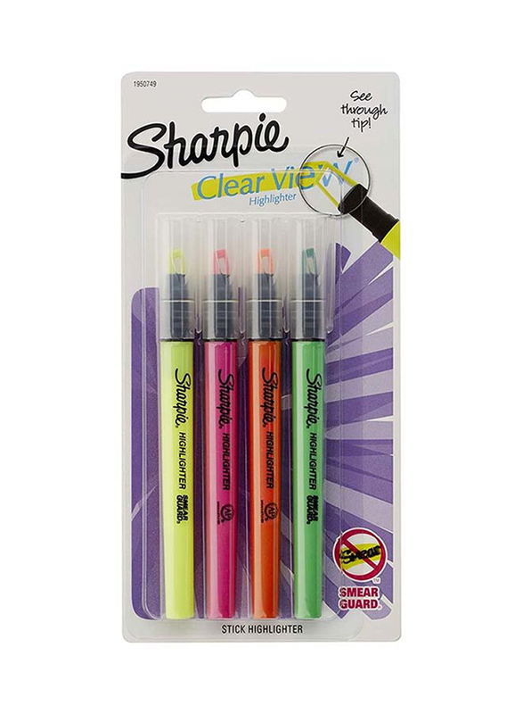 

Sharpie 4-Piece Clear View Highlighter Pen Set, Multicolour