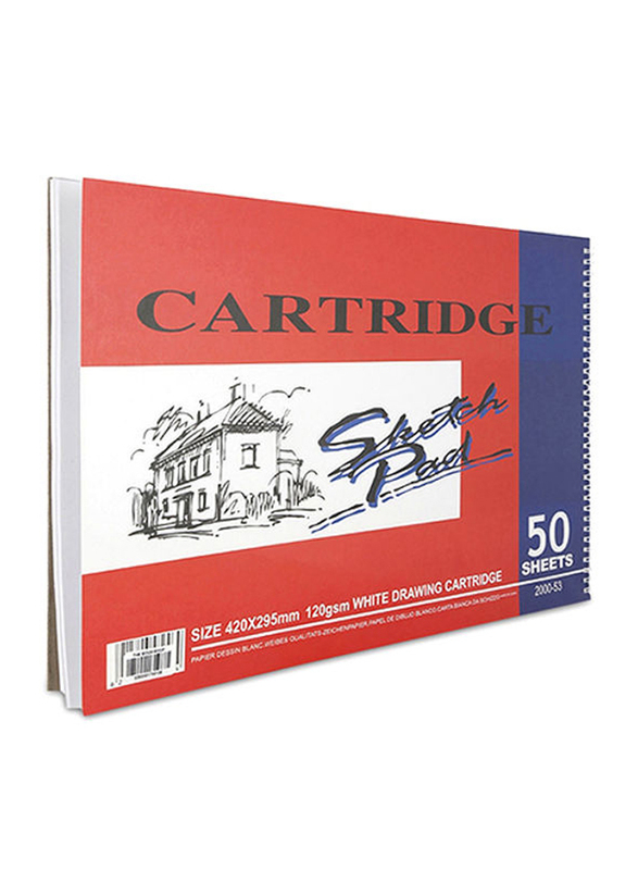

The Bookshop Sketch Cartridge Skech Pad, 50 Sheets, 120 GSM, 42 x 29.5cm, White