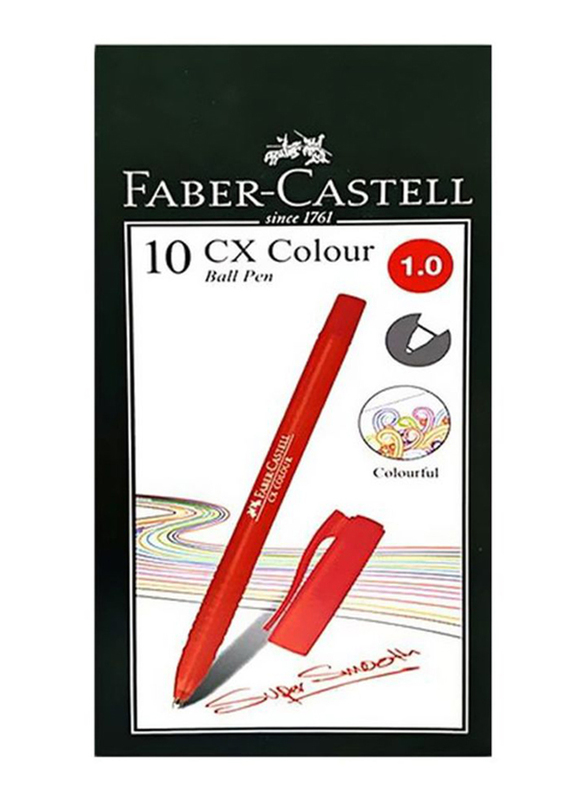 

Faber-Castell Cx Colour Ballpoint Pen Set, 10-Pieces, Red