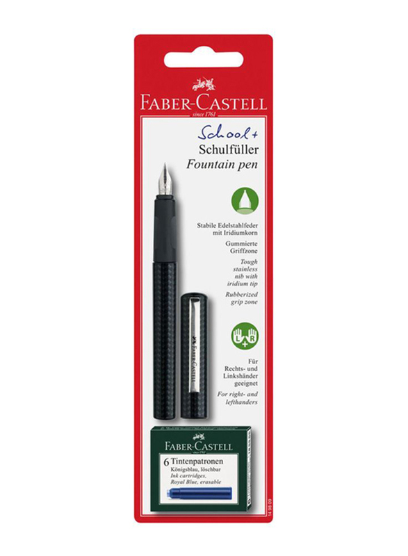 

Faber-Castell School Plus Schulfuller Fountain Pen with Ink Cartridge, Black