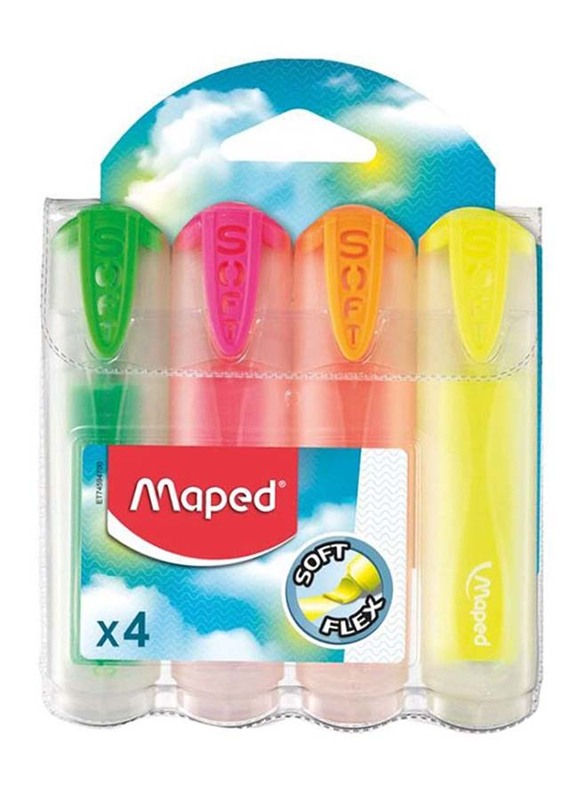 

Maped 4-Piece Soft Flex Highlighter Set, Yellow/Orange/Pink