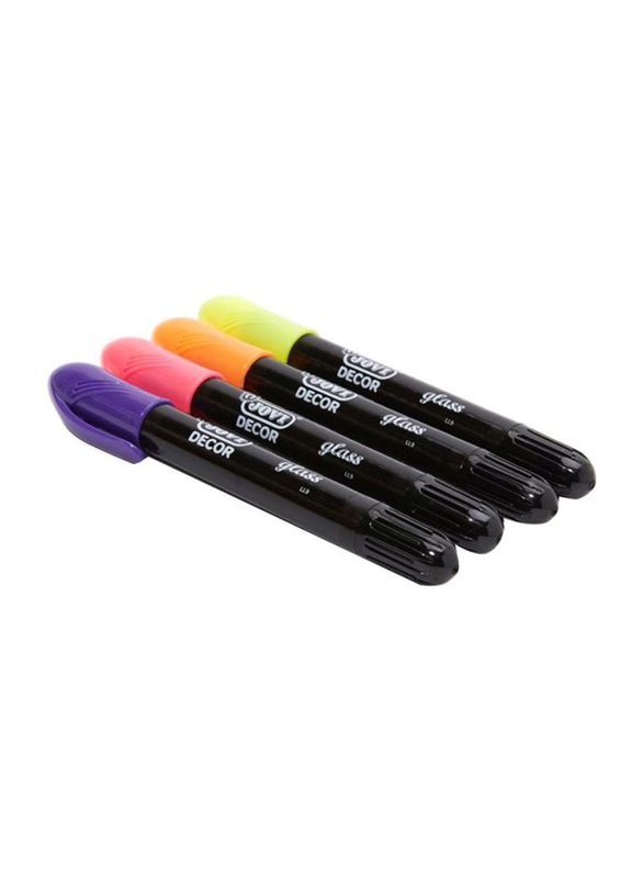 

Jovi Glass Decor Marker Set, 4 Pieces, Pink/Orange/Purple