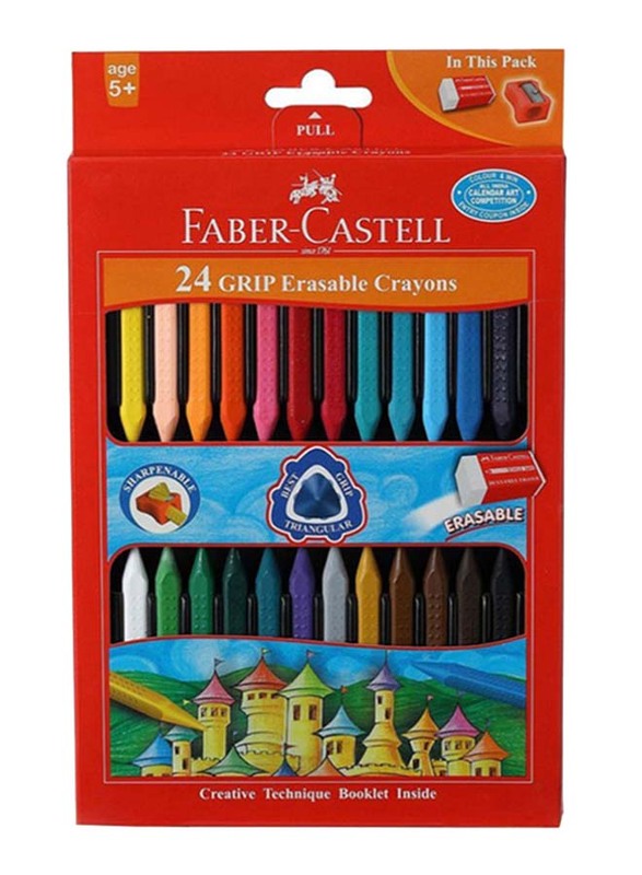 

Faber-Castell Grip Erasable Triangular Crayons Set, 24-Piece, Multicolour