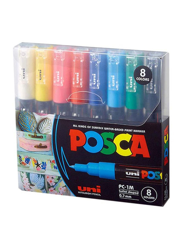 

Posca Bullet Shaped Paint Marker Set, 0.7mm, 8 Pieces, Red/Blue/pink