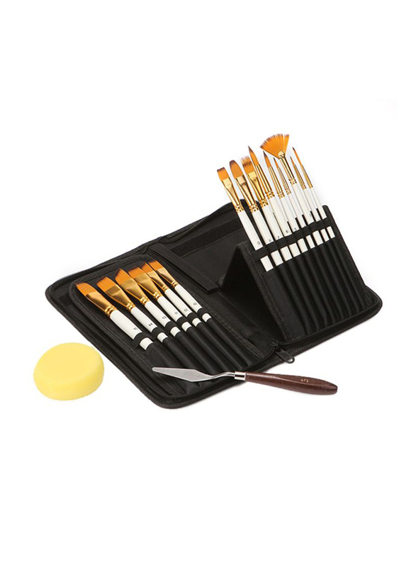 

Generic Multipurpose Paint Brush Set with Storage Case and Palette Knife, 16 Piece, Multicolour