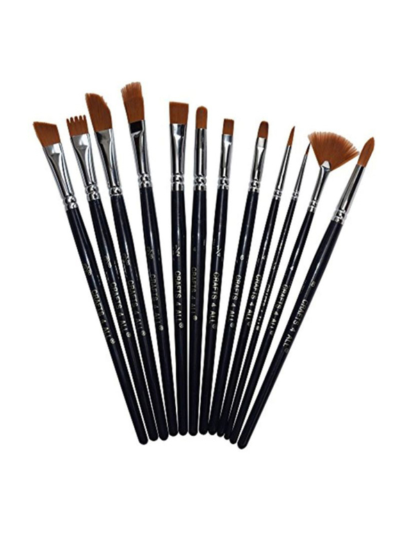 

Crafts 4 All Paint Brush Set, 12 Pieces, Black/Silver/Brown