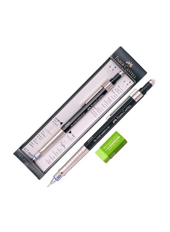 

Faber-Castell TK-Fine Vario L Drafting Mechanical Pencil with Gift Eraser, Black/Silver