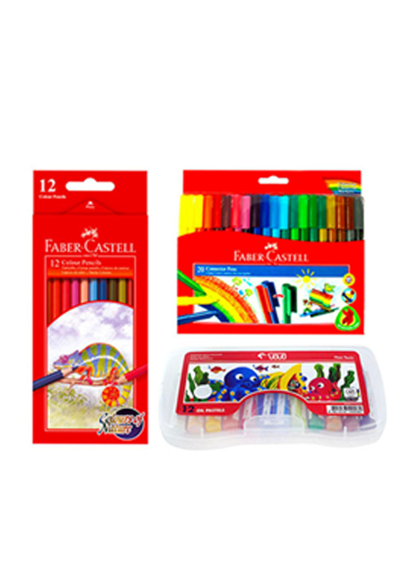 

Faber-Castell Connector Pen/12-Piece Colour Pencil and Oil Pastel Colour Set, 20-Piece, Multicolour