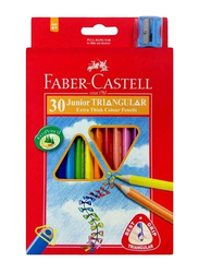 Faber-Castell 30-Piece Junior Triangular Color Pencil Set, 16-116538-30, Multicolour