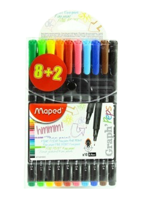 

Maped Graph'Peps Washable Fineliner Colour Pen Set, 10-Pieces, Multicolour