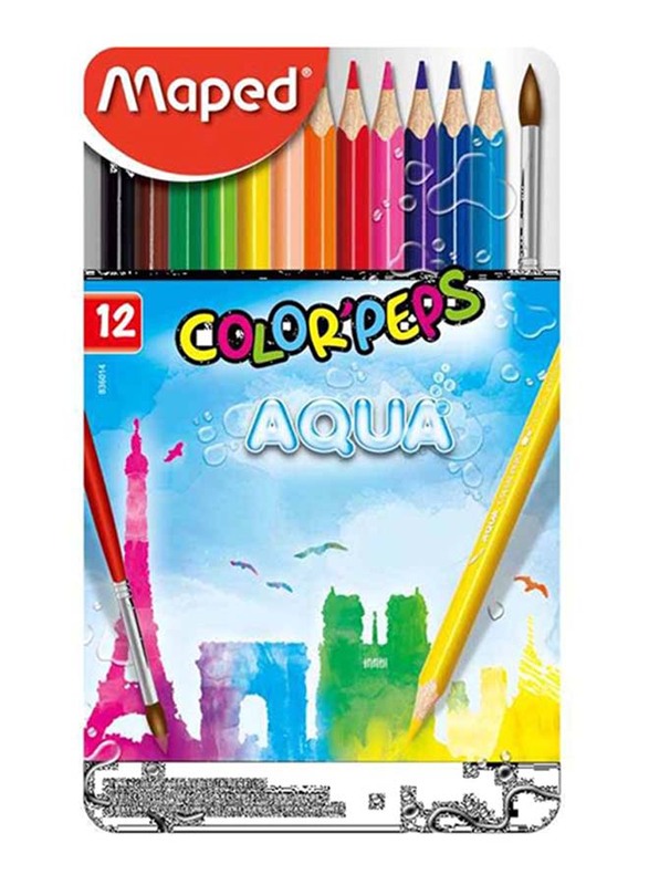 

Maped Aqua Color'Peps Watercolour Metal Box Pencil Set, 12-Piece, Multicolour