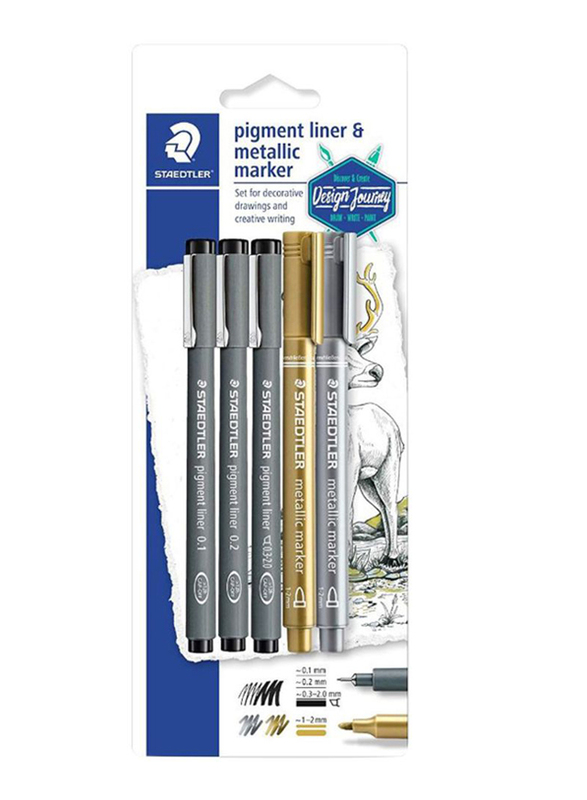 

Staedtler StaEDT Perfumeler Pigment Liner & Marker Set, 5-Piece, Multicolour