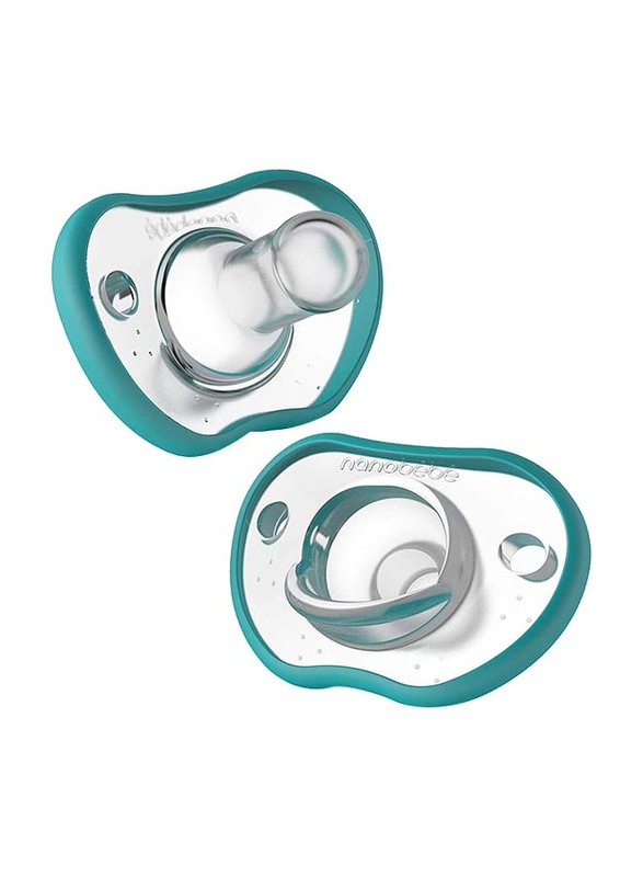 

Nanobebe 100% Silicone Pacifiers for Babies, 0-3 Months, 2 Pieces, Blue