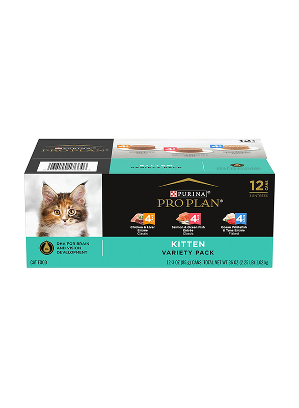 

Purina Pro Plan Kitten Variety Pack Cat Wet Food, 12 Cans x 85gm