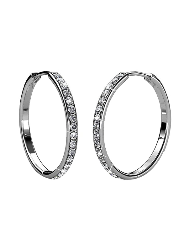

Cate & Chloe Bianca 18k White Gold Plated Hoop Earrings for Women with Swarovski Crystal, Silver