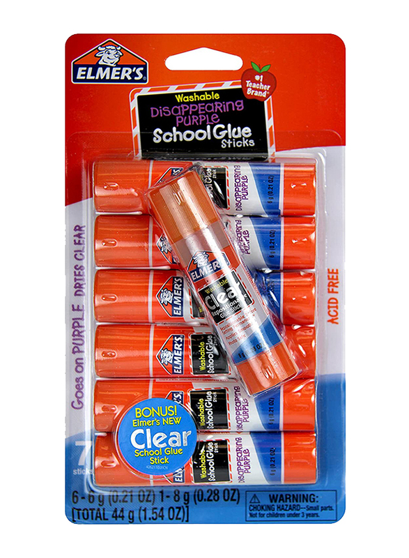 

Elmer's Disappearing Purple School Glue Sticks, 7 Pieces, Multicolour