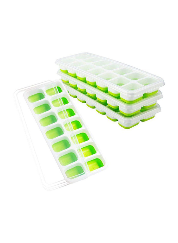 

Omorc 4-Piece Flexible 14 Stackablec Silicone Ice Cube Tray Set, Green