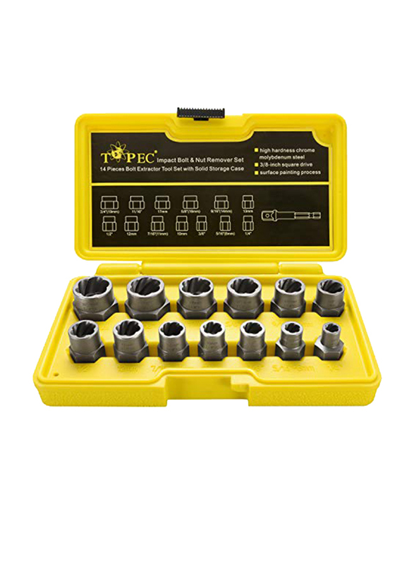 

Topec Impact Bolt Nut Remover 13 Set, Silver