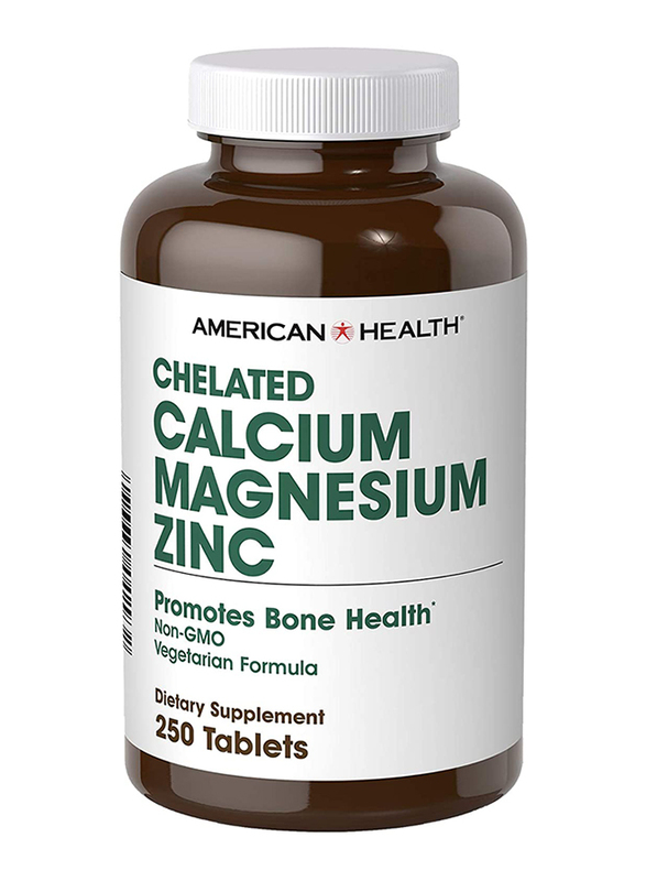 

American Health Chelated Calcium and Magnesium with Zinc Dietary Supplement, 250 Tablets