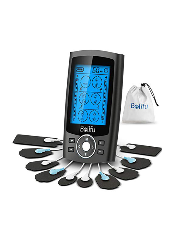 

Belifu TENS EMS Unit 24 Modes Muscle Stimulator with 10 Pads, Black