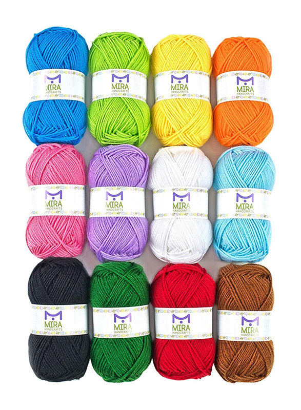 

Mira HandCrafts Large Acrylic Skeins Yarn, 12 Pieces, Multicolour