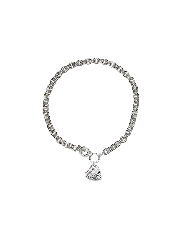 

Guess Basic Silver and Crystal Graffiti Heart Toggle Pendant Necklace, Silver