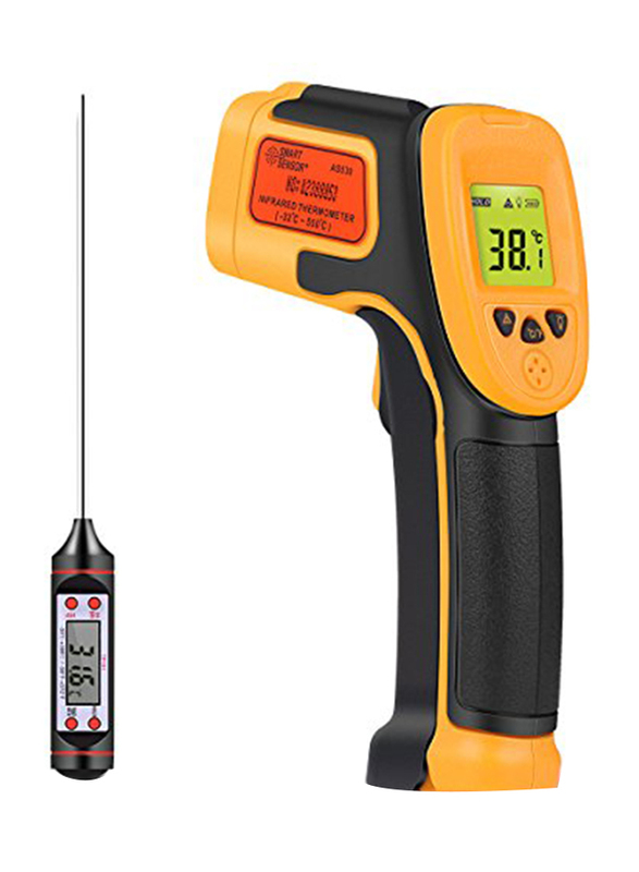 

Sovarcate 2-Piece Infrared Thermometer Digital IR Laser Gun & Probe, Multicolour