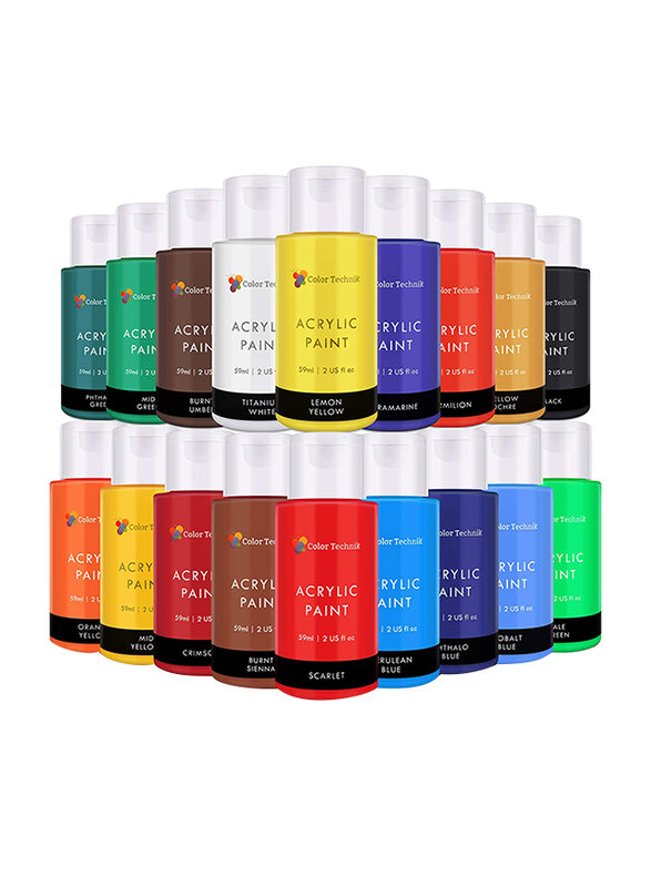 

Color Technik Acrylic Paint Bottle Set Painting, 18 x 59ml, Multicolour