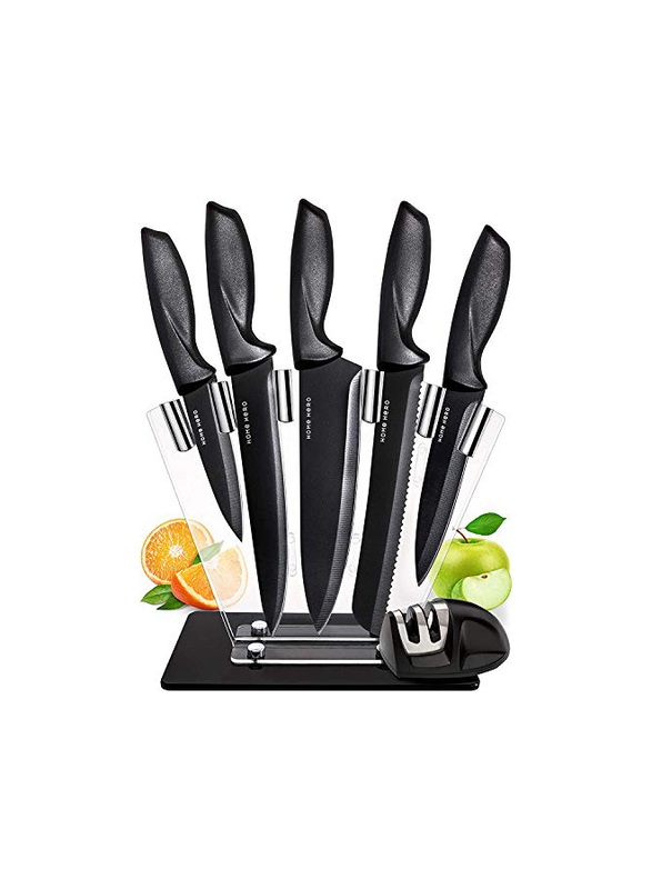 

Home Hero 7-Piece Stainless Steel Kitchen Knife Set with Sharpener, Black