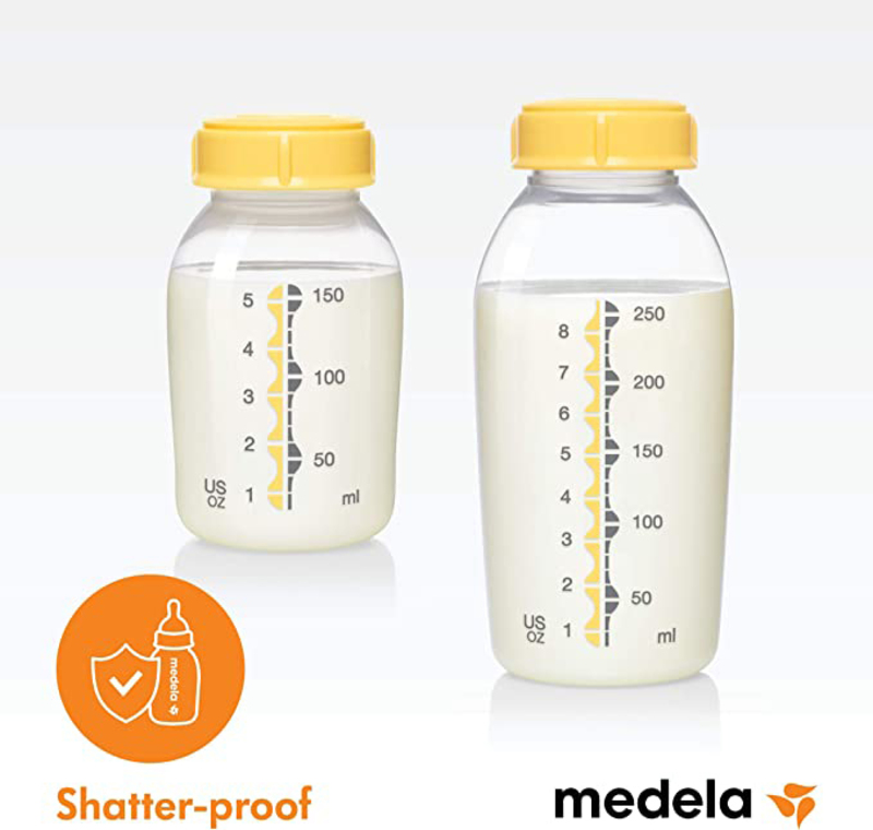 Medela Breast Milk Collection and Storage Bottle, 6 Piece, Clear