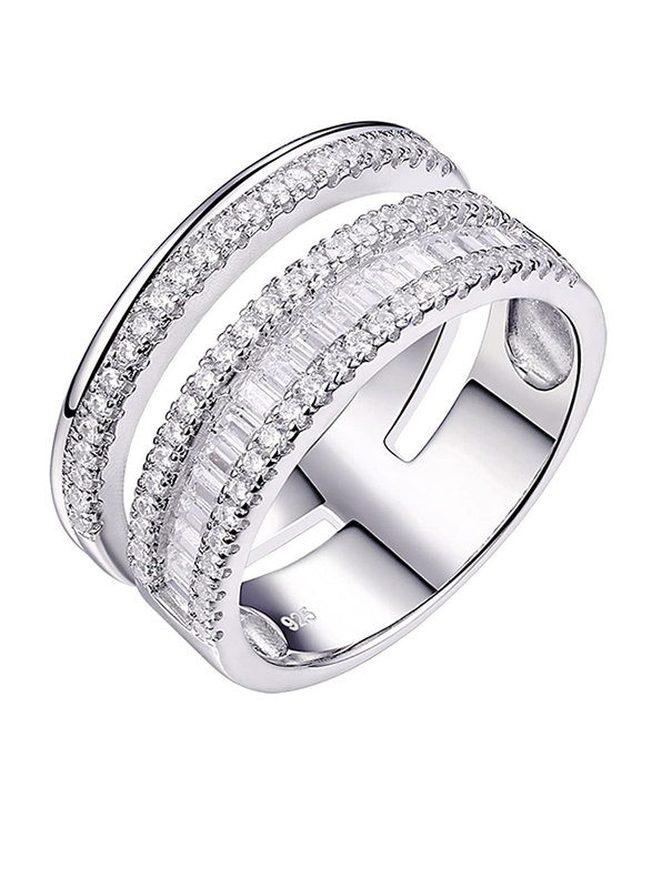 

Newshe 925 Sterling Silver Eternity Ring for Women with Cubic Zirconia Stone, White, US 8