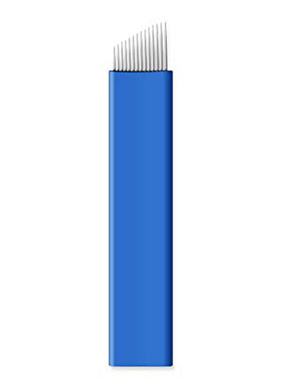 

Pinkiou Micro Pigmentation 14-Pin Eyebrow Makeup Needles, 50 Pieces, Blue