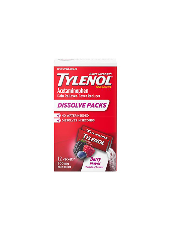 

Tylenol Extra Strength Dissolve Packs with Acetaminophen for Pain & Fever, Berry, 500mg, 32 Pieces