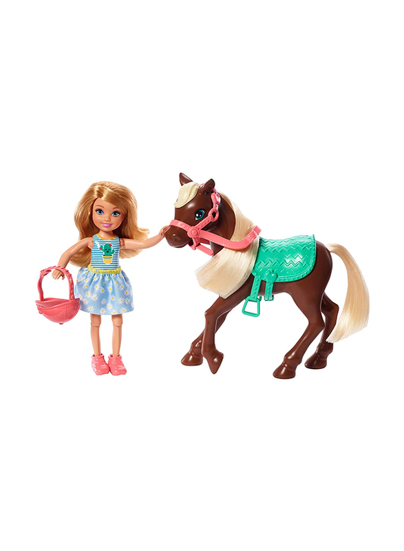 

Barbie Club Chelsea Doll with Hat and Horse Toys, 6-inch, 3-Pieces, Ages 3+, Multicolour