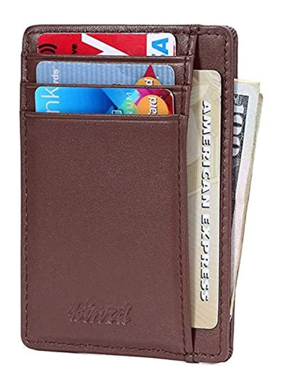 

Generic Slim RFID Front Pocket Wallet Minimalist Secure Thin Credit Card Holder For Men, Coffee Brown