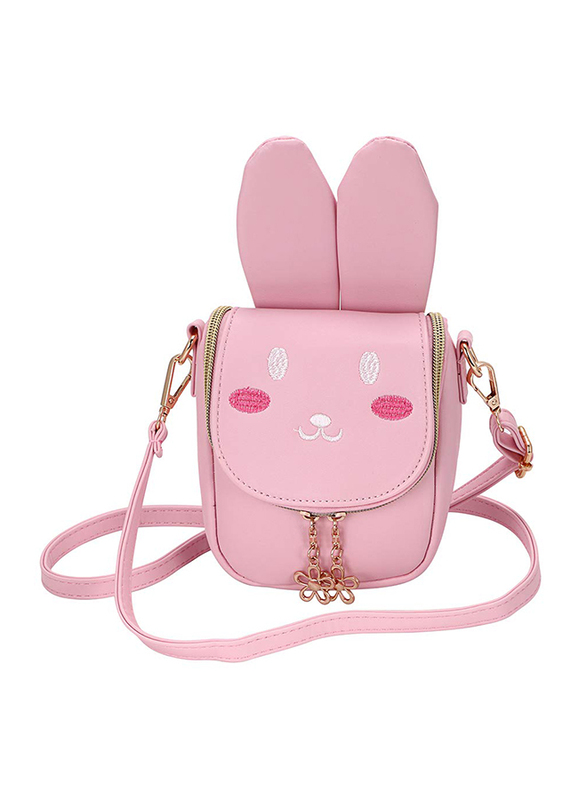 

Hipiwe PU Leather Cute Little Girl and Bunny Ears Shoulder Bag, Pink
