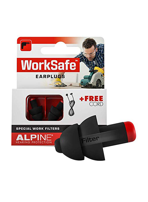 

Alpine Hearing WorkSafe Noise Reduction Earplugs for Hearing Protection, Black