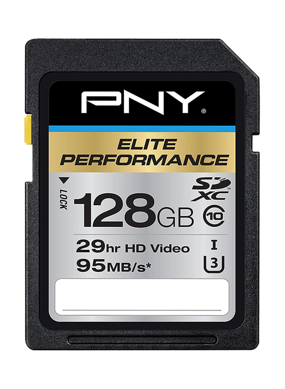 

PNY Technologies 128GB Elite Performance Class 10 U3 SDXC Flash Memory Card, Black