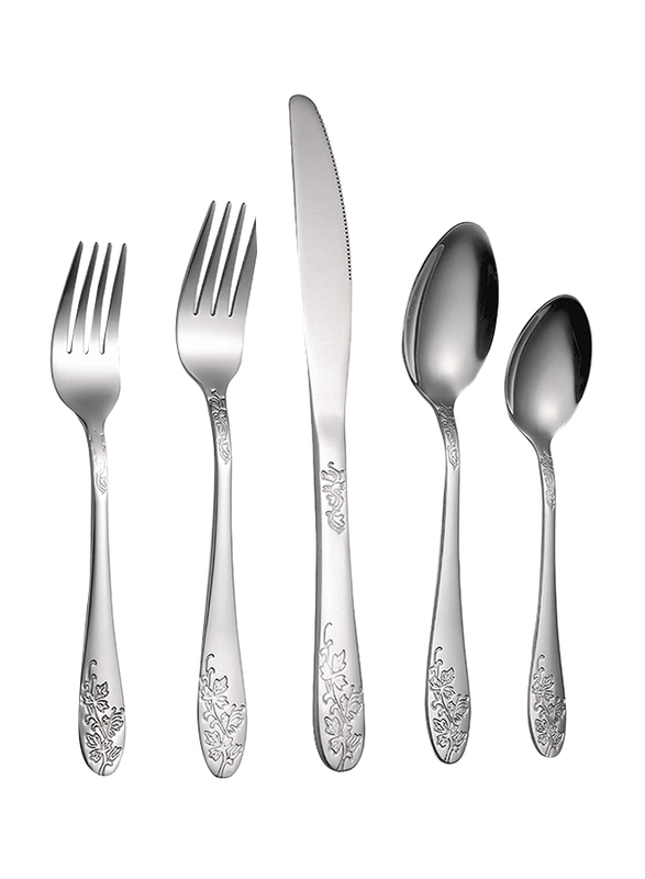 

Bekith 40-Piece Stainless Steel Flower Flatware Set, Silver