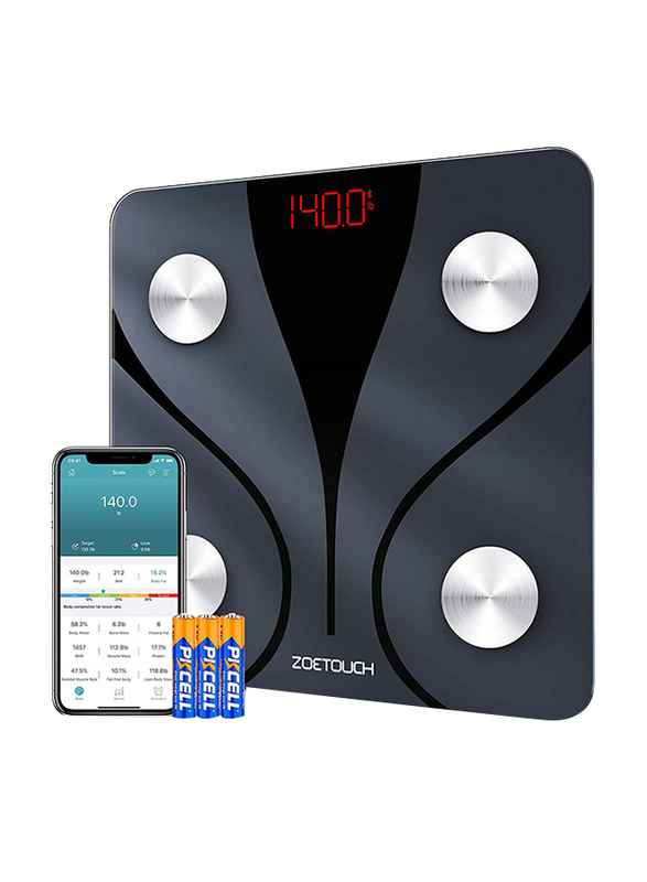 

1 By One Zoetouch Body Fat Scale with Body Composition Monitor Analyzer, Black