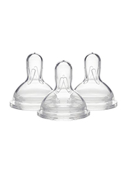 Medela Medium Flow Nipples with Wide Base, 3-12 Months, 3 Pieces, Clear