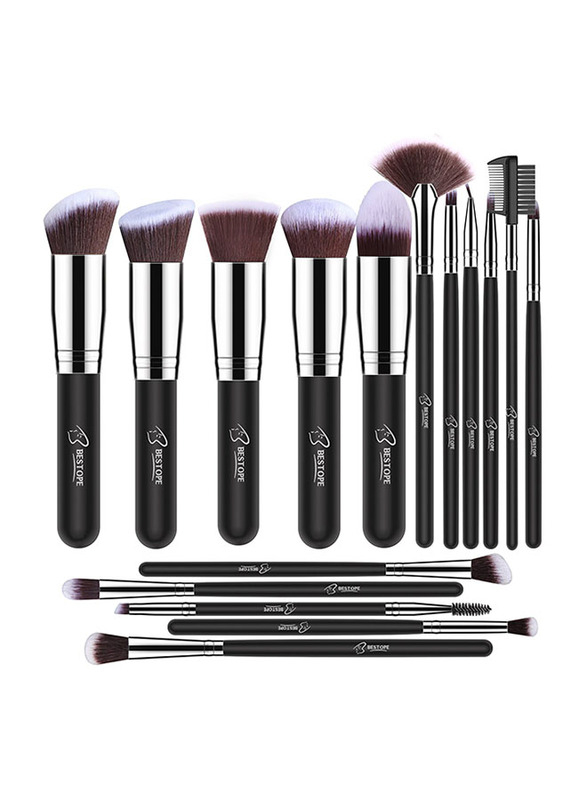 

Bestope Makeup Brush Set, 8 Pieces, Silver/Black