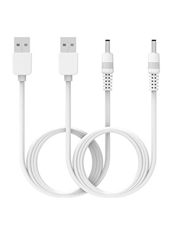 

Ecsem 2-Piece Replacement USB Charger Cable, USB Type A to DC Power for Foreo Luna 2, White