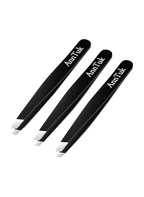 

Anntuk Stainless Steel Slant Tweezers Set, 3 Pieces, Black
