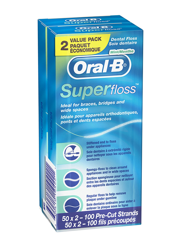 

Oral B Pre Cut Strands Mint Super Floss, 2 x 50 Pieces