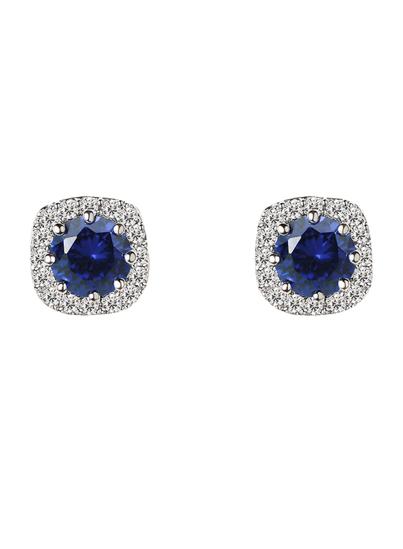

Sweetv Copper Bridesmaid Hypoallergenic Stud Earrings for Women with Cubic Zirconia & Rhinestone, Blue/Clear