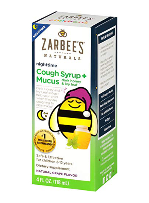 

Zarbee's Naturals Children's Mucus Night Time Grape Flavor Cough Syrup, 118ml