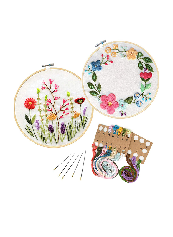 

Unime Full Range of Bamboo Embroidery Starter Kit with Pattern, Brown